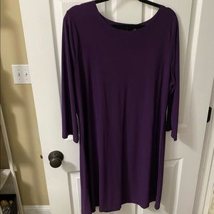 SOLD - Purple Silky Knit Jersey Knee Length Dress